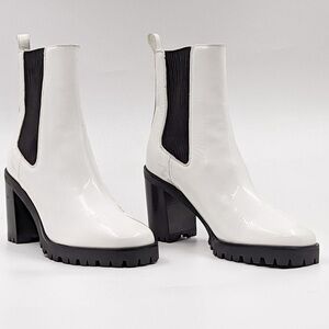 LONGCHAMP Women's White and Black Ankle Boots